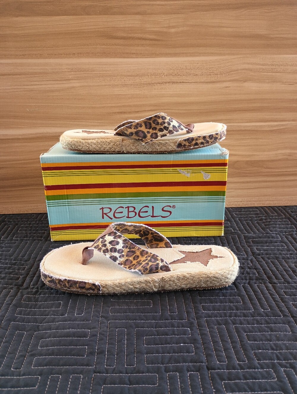 REBELS Leopard Print Flip Flop Sandals - Brown